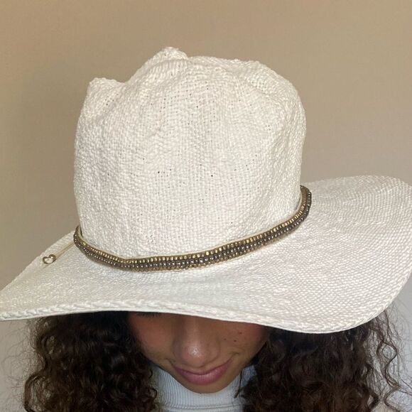 🆕 Free People Monte Carlo Wide Brim Straw Hat / White - Picture 11 of 12